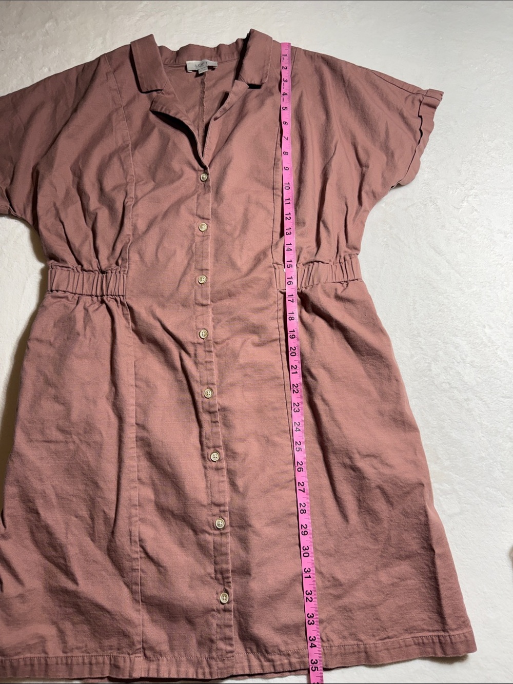 LOFT Rust Button-Front Mini Dress - Picture 7 of 8